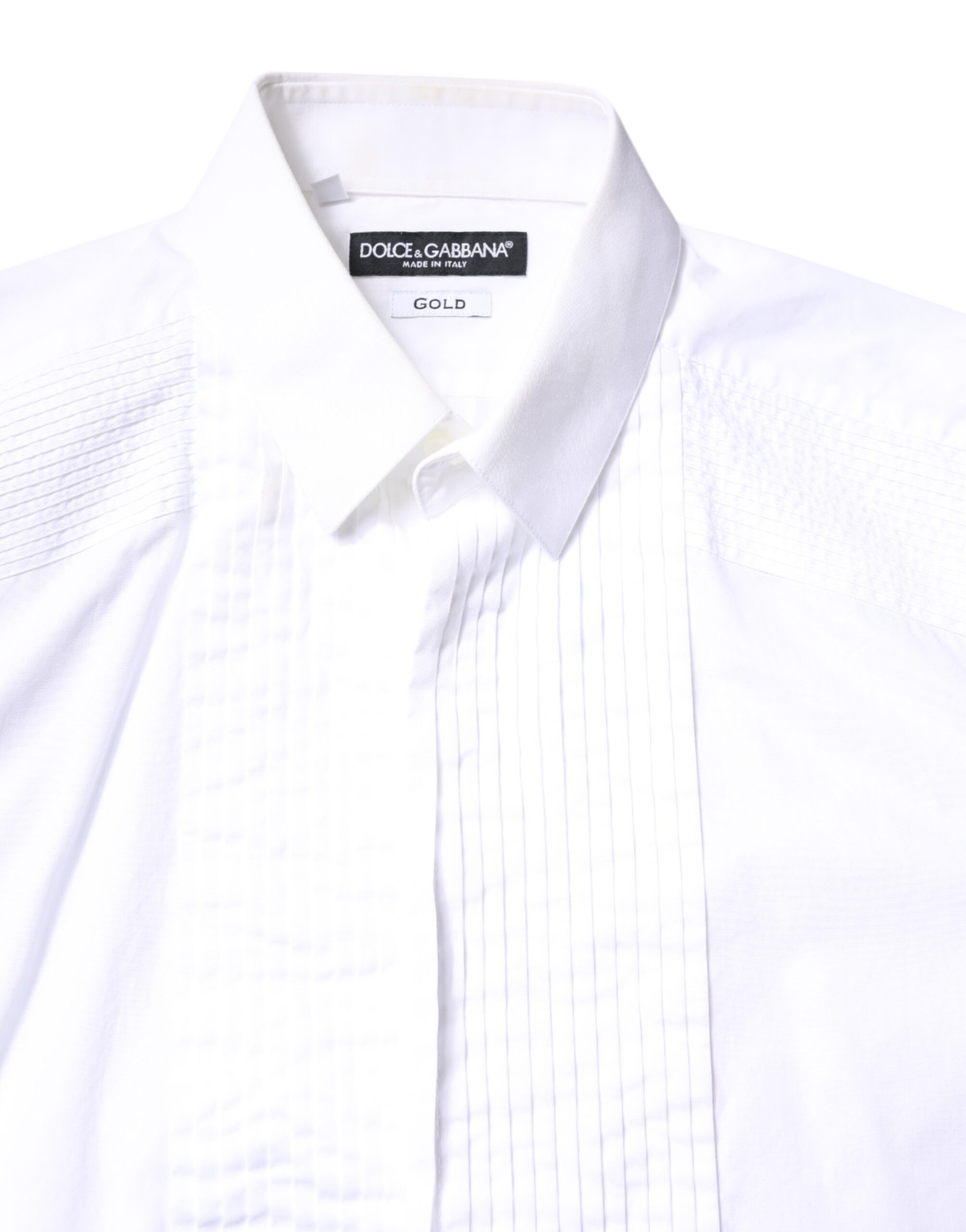 Dolce & Gabbana White GOLD Cotton Poplin Bib Men's Shirt